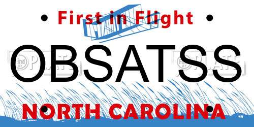 OBSATSS North Carolina License Plate