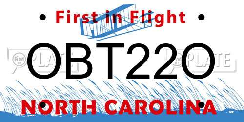 OBT22O North Carolina License Plate