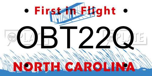 OBT22Q North Carolina License Plate