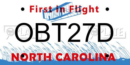 OBT27D North Carolina License Plate