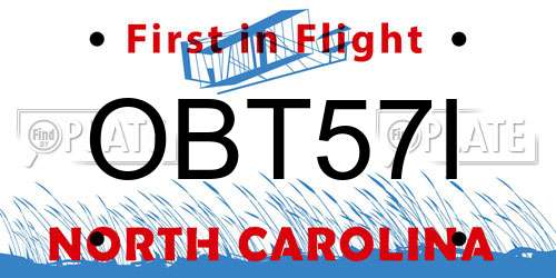 OBT57I North Carolina License Plate