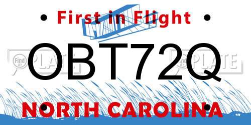 OBT72Q North Carolina License Plate
