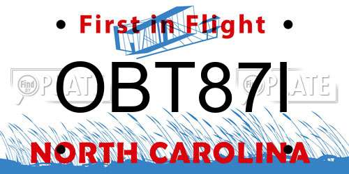 OBT87I North Carolina License Plate