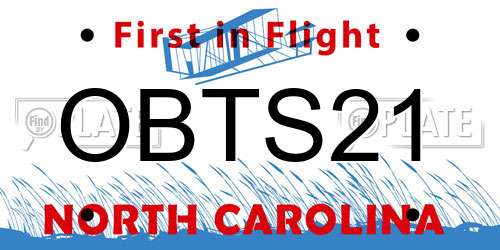 OBTS21 North Carolina License Plate