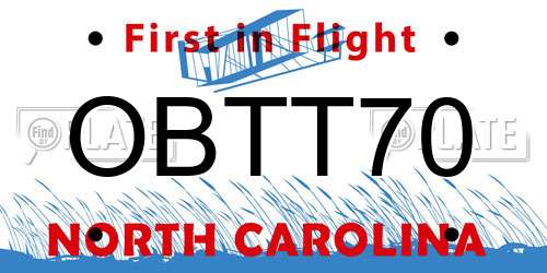 OBTT70 North Carolina License Plate