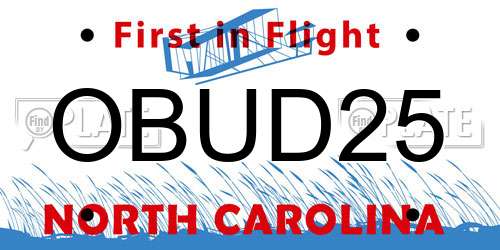 OBUD25 North Carolina License Plate