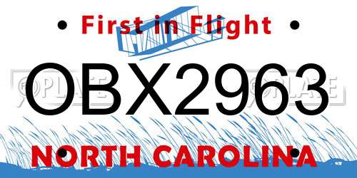 OBX2963 North Carolina License Plate