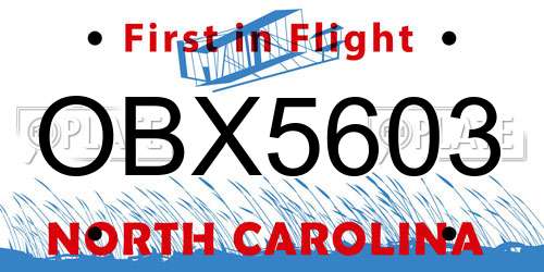 OBX5603 North Carolina License Plate