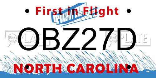 OBZ27D North Carolina License Plate
