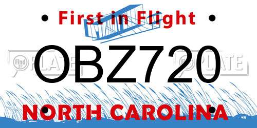OBZ720 North Carolina License Plate