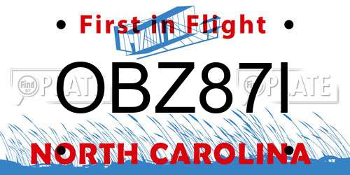 OBZ87I North Carolina License Plate
