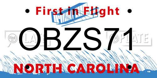 OBZS71 North Carolina License Plate