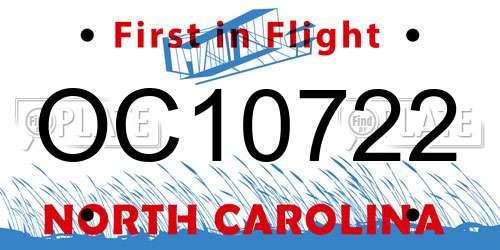 OC10722 North Carolina License Plate
