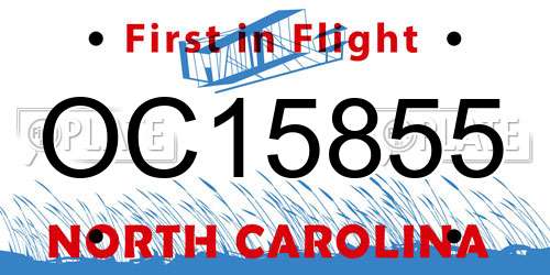 OC15855 North Carolina License Plate