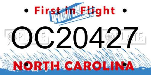 OC20427 North Carolina License Plate