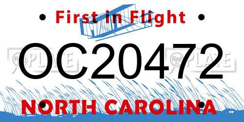 OC20472 North Carolina License Plate