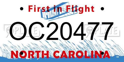 OC20477 North Carolina License Plate