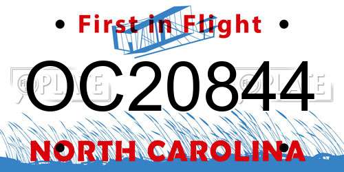 OC20844 North Carolina License Plate