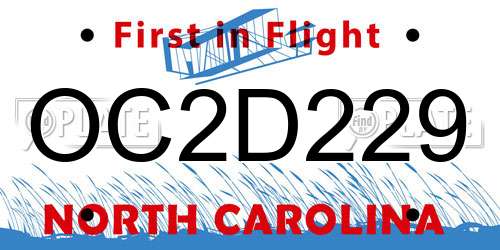 OC2D229 North Carolina License Plate