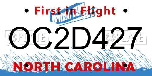 OC2D427 North Carolina License Plate