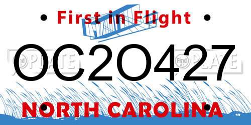OC2O427 North Carolina License Plate