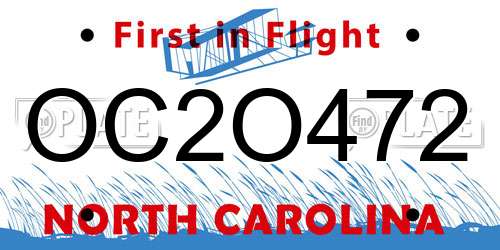 OC2O472 North Carolina License Plate