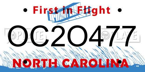 OC2O477 North Carolina License Plate