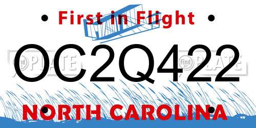 OC2Q422 North Carolina License Plate