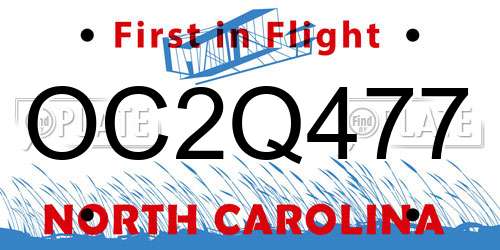 OC2Q477 North Carolina License Plate