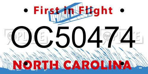 OC50474 North Carolina License Plate