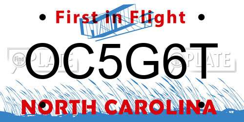 OC5G6T North Carolina License Plate