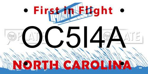 OC5I4A North Carolina License Plate