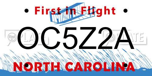 OC5Z2A North Carolina License Plate