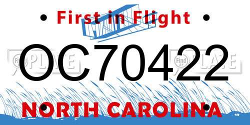 OC70422 North Carolina License Plate