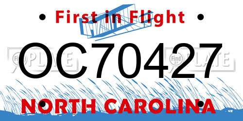 OC70427 North Carolina License Plate