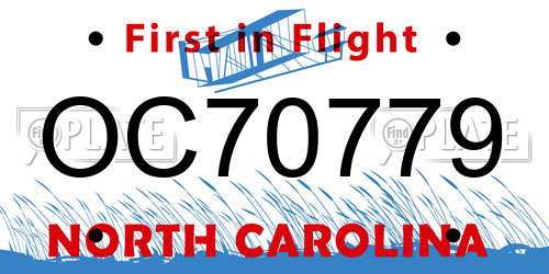 OC70779 North Carolina License Plate
