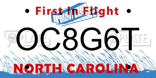 OC8G6T North Carolina License Plate