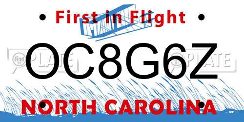 OC8G6Z North Carolina License Plate