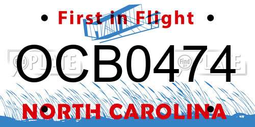 OCB0474 North Carolina License Plate