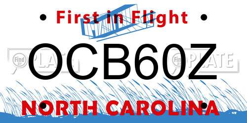 OCB60Z North Carolina License Plate