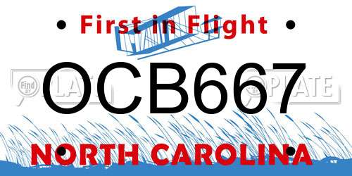 OCB667 North Carolina License Plate