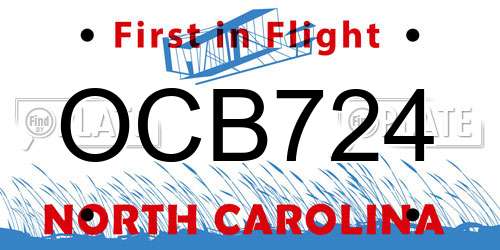 OCB724 North Carolina License Plate