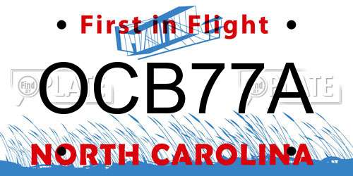 OCB77A North Carolina License Plate