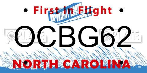OCBG62 North Carolina License Plate