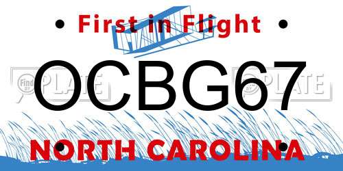 OCBG67 North Carolina License Plate