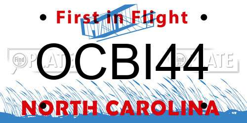 OCBI44 North Carolina License Plate