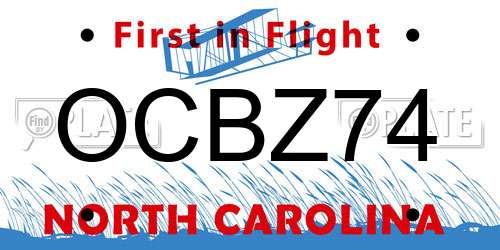 OCBZ74 North Carolina License Plate