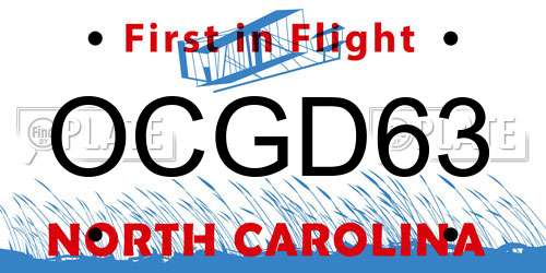 OCGD63 North Carolina License Plate