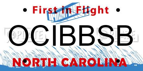 OCIBBSB North Carolina License Plate