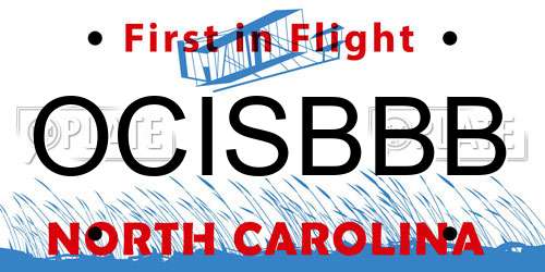 OCISBBB North Carolina License Plate